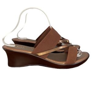 ITALIAN SHOEMAKERS ELASTIC WEDGE SANDALS